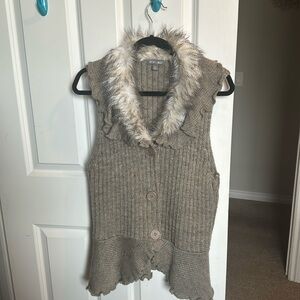 Knit Vest with Faux Fur - never worn
